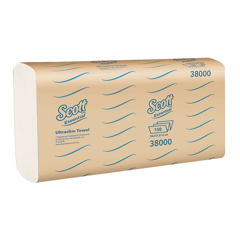 Ultraslim Hand Towels 150 Sheets 16 Pk White 240 x 210mm 36003683 38000