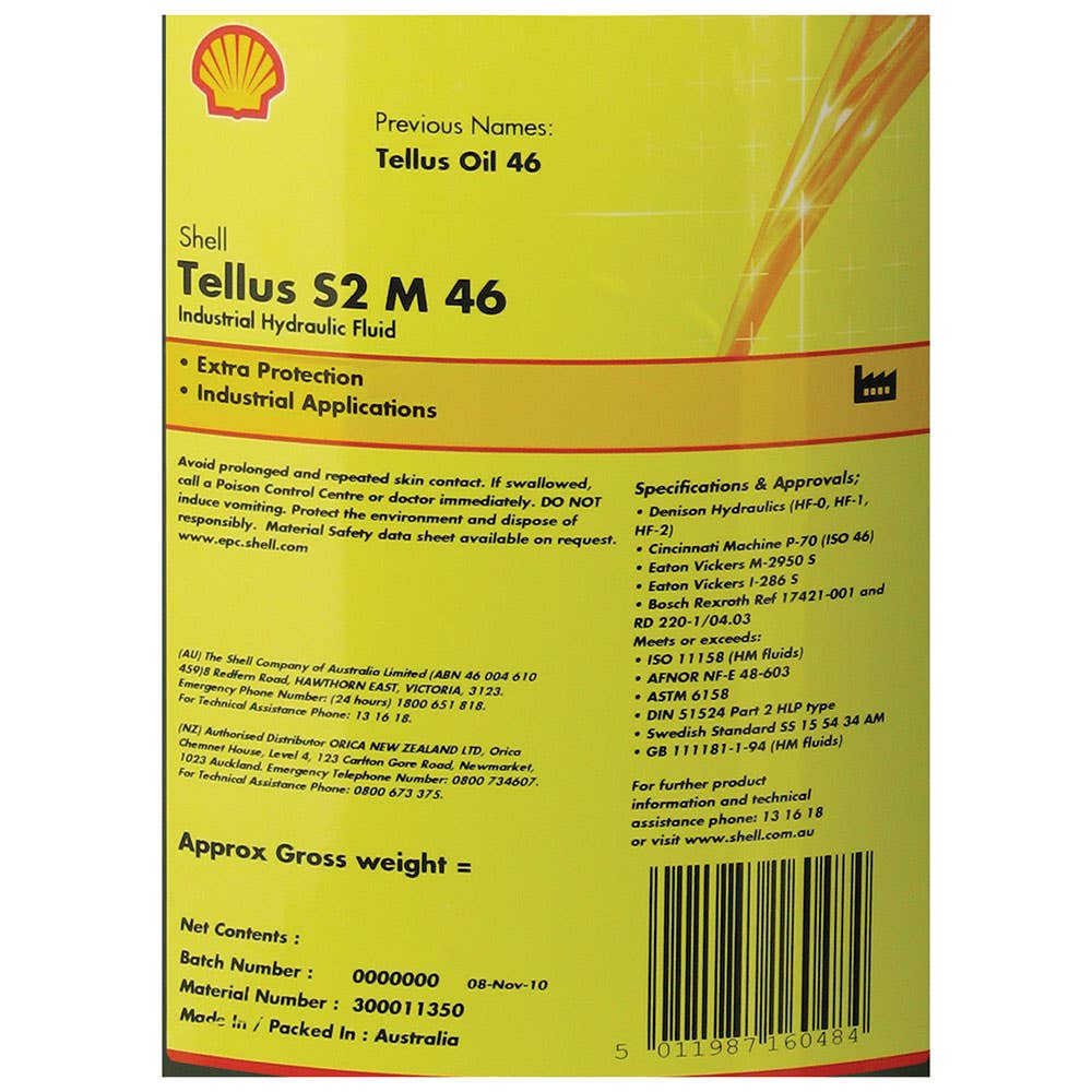 Hydraulic Oil Tellus S2 MX 46 1000L IBC Shell 36004029 300012752
