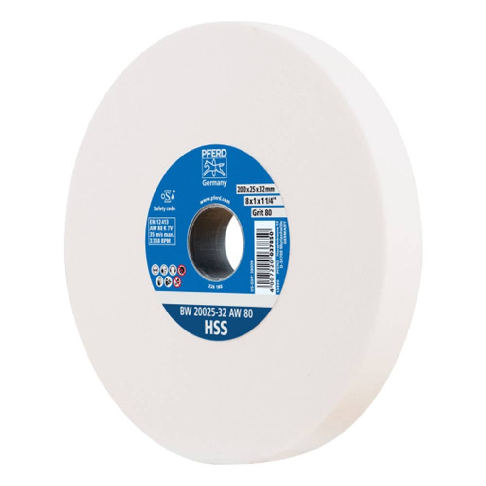 Grinding Wheel Aluminium Oxide White 200 x 25 x 32mm 80 Grit Pferd 36004067 39009702