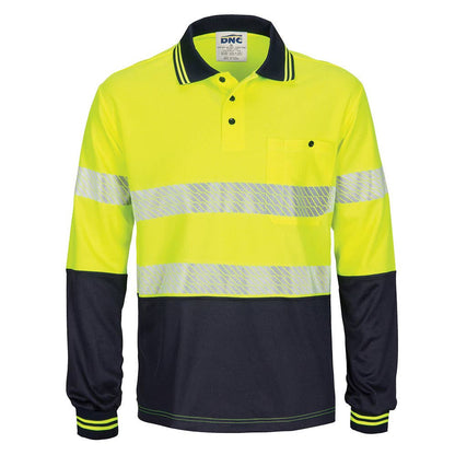 Hi Vis Polyester Polo Shirt Long Sleeve Segmented Tape Y/N Size XS 311544 3513-Y/N-XS