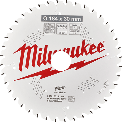 7-1/4'' 184mm 40T Wood Circular Saw Blade Fine Finish, 30mm arbor 37100003 4932471298