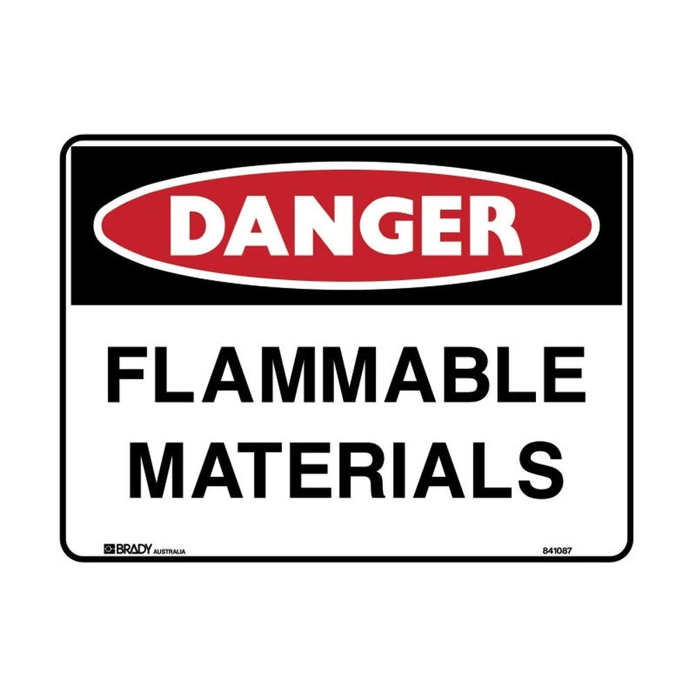 Danger Sign - Flammable Materials (Metal) H225mm x W300mm - Brady 37502071 841087