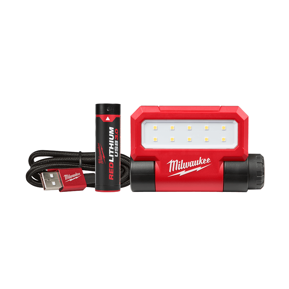 REDLITHIUM USB Folding Flood Light 3.0 Ah Kit Milwaukee 37503782 L4FFL301