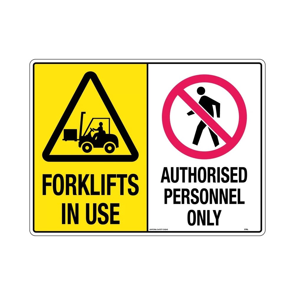 Sign Forklifts In Use/Authorised Personnel Only 600 X 400mm Metal_40059285_378LM