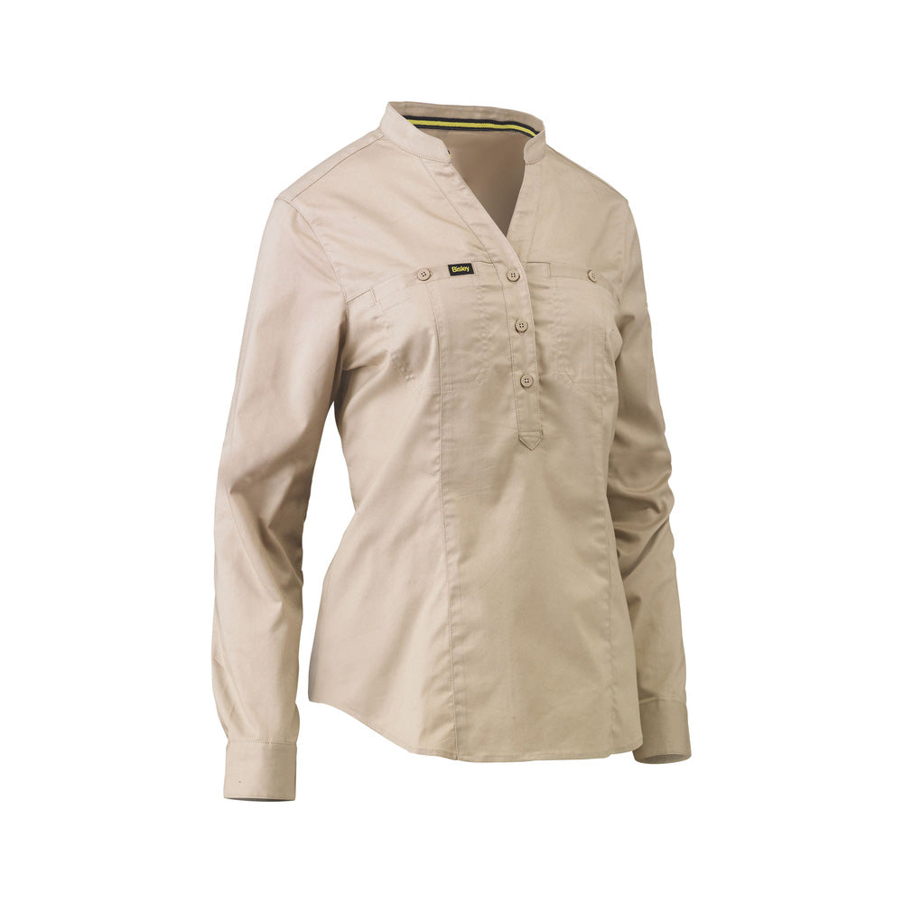 Shirt Womens Stretch V-Neck Closed Front Bisley 8 Stone BLC6063_BSTN8_40021054_BLC6063_BSTN8