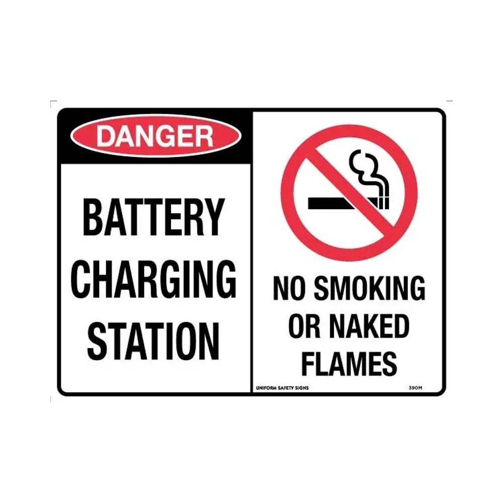 Sign DANGER BATTERY CHARGING STATION Metal 600 X 450mm_439737_390LM