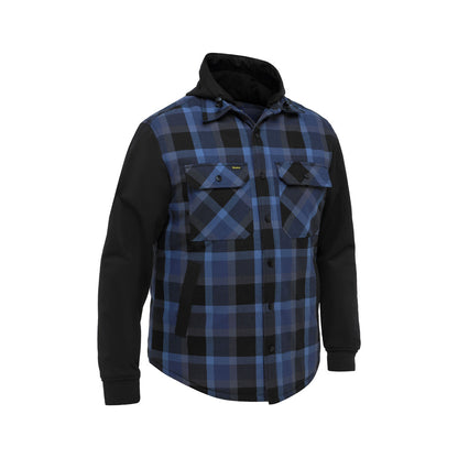 Shirt Contrast Check Hooded Cotton 290gsm Check Blue 3XL Bisley_40114249_BJ6708_CBLU3XL