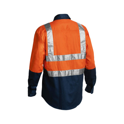 Shirt L/S M Hi Vis Org/Navy Cotton Drill 190gsm 3M H-pattern Tape Bisley_90010568_BS6267T_TT02M