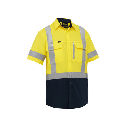 Shirt S/S X Tape Stretch Cotton 145gsm Yellow/Navy 4XL Bisley_40114912_BS1176XT_TT014XL