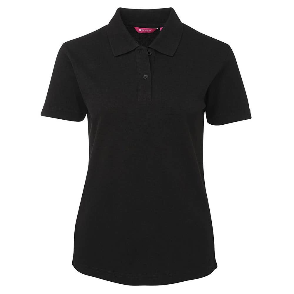 Polo Shirt S/S Womens Poly Cotton 210gsm Signature Black 10 BAE Logo 50105062 BAE 2LPS-BLK-10