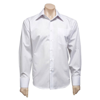 Shirt L/S Poly Cotton Manhattan White/Black 2XL Biz 40003880 SH840-WHT/BLK-2XL