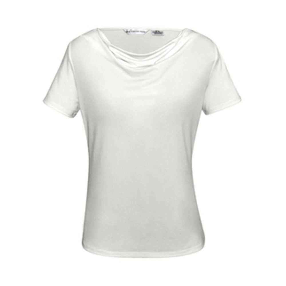 Shirt Womens Ava Drape Neck Ivory 10 Biz BAE Logo 50106040 BAE K625LS-IVY-10