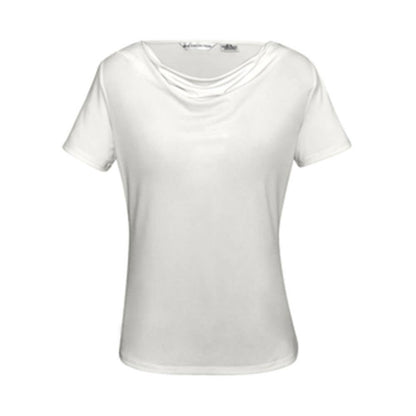Shirt Womens Ava Drape Neck Ivory 10 Biz BAE Logo 50106040 BAE K625LS-IVY-10