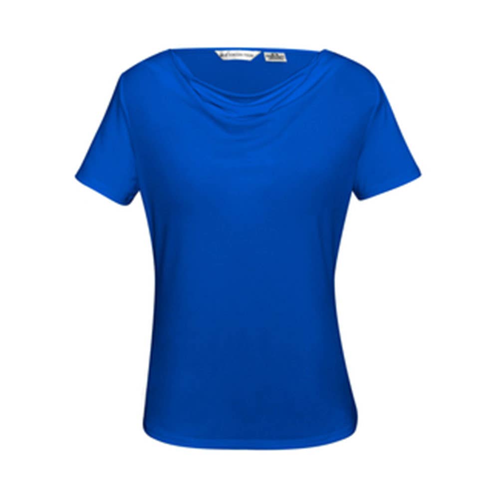 Shirt Womens Ava Drape Neck Electric Blue 10 Biz BAE Logo 50106030 BAE K625LS-E/BLU-10