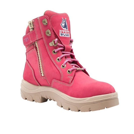 Boots Womens Steel Toe Lace/Zip TPU Southern Cross Pink 10 Steel Blue_40004752_512761-100-PNK