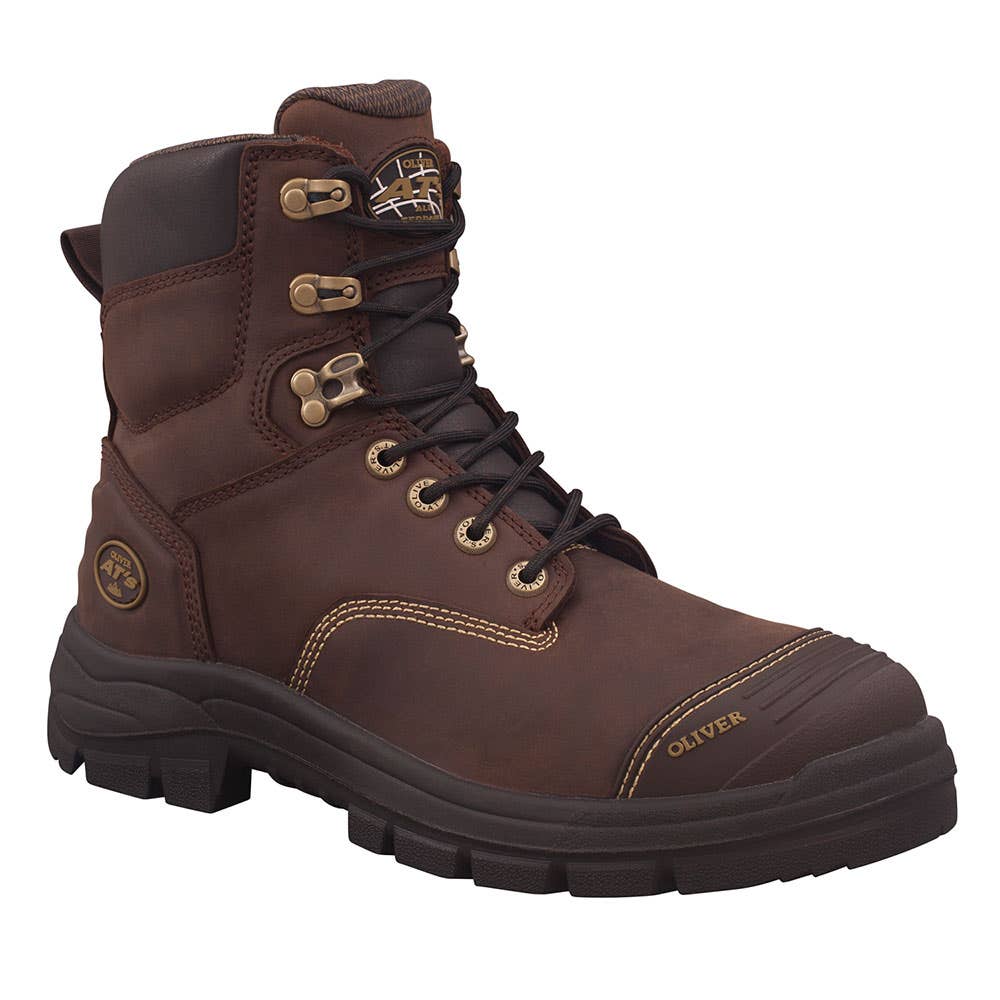 Boots Steel Toe Lace Up PU Rubber Sole Bump Cap Brown 55-337 10 Oliver 40005016 55-337-100