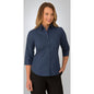 Shirt Womens 3/4 Sleeve Poly Cotton Micro Check 2121 Navy 10 40005835 2121-NAV-10