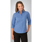 Shirt Womens 3/4 Sleeve Poly Cotton Micro Check 2121 Blue 10 40005847 2121-BLU-10