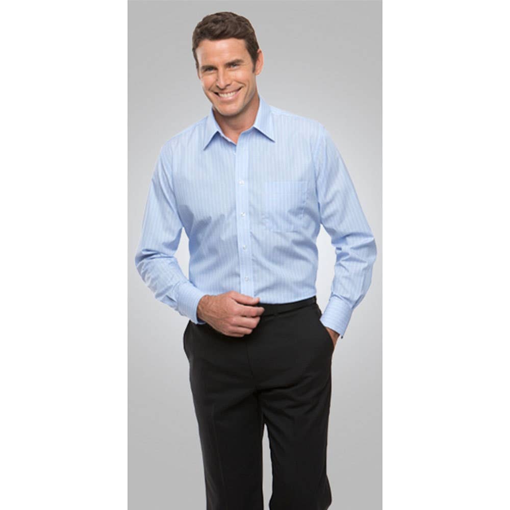 Shirt L/S Poly Cotton Shadow Stripe 4104 LS  2XL Blue_40006037_4104LS-BLU-2XL