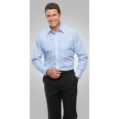 Shirt L/S Poly Cotton Shadow Stripe 4104 LS  2XL Blue_40006037_4104LS-BLU-2XL