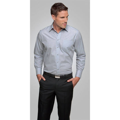Shirt L/S Poly Cotton Shadow Stripe 4104 LS  2XL Charcoal_40006045_4104LS-CHA-2XL