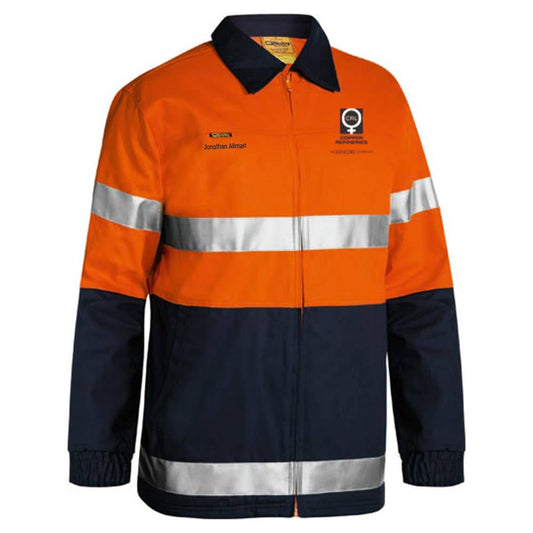 Jacket Cotton Drill 310gsm 3M Tape Orange/Navy 2XL Bisley CRL Logo+Name 40006053 GC BK6710T TT022XL CRL