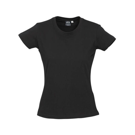 Shirt Tee Womens S/S Cotton Ice Black 10 Biz BAE Logo 50107596 BAE T10022-BLK-10