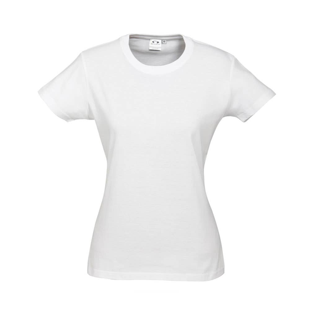 Shirt Tee Womens S/S Cotton Ice White 10 Biz BAE Logo 50107606 BAE T10022-WHT-10