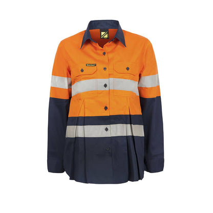 Shirt L/S Maternity Cotton 155gsm CSR Tape Vent Orange/Navy 10 WorkCraft 40007137 WSL601-O/N-10