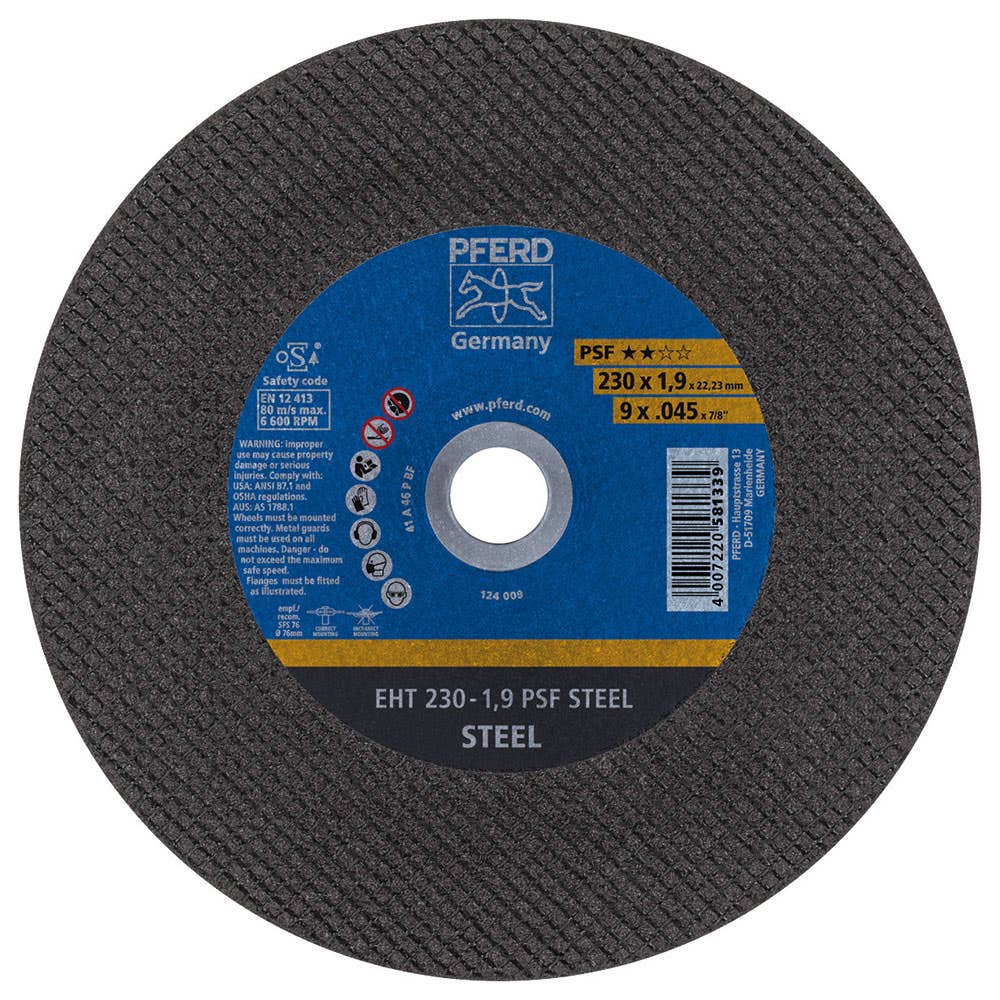 Wheel Cut Off Steel Ultra Thin EHT230-1.9 PSF 230 X 1.9 X 22.23mm 46G PFERD 40007304 61728231