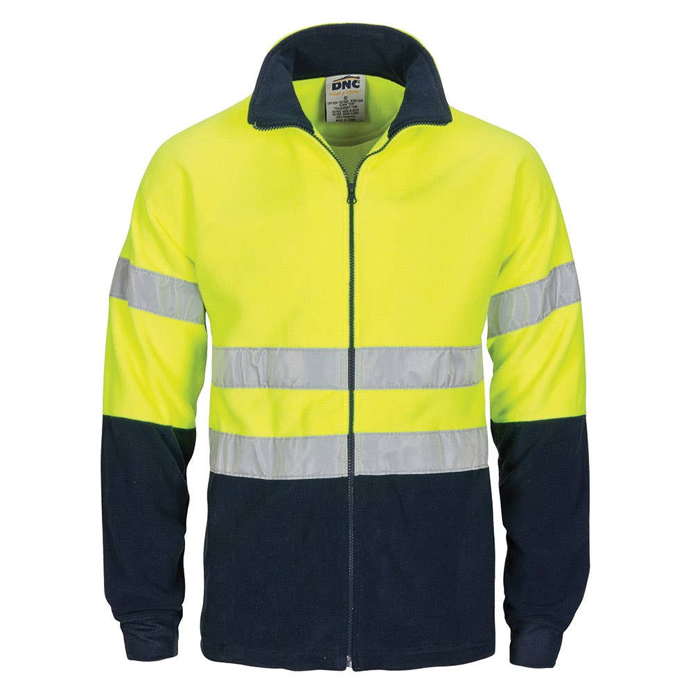 Jumper Polar Fleece 300gsm Full Zip Tape Hi Vis Yellow/Navy 2XL 40007468 3830-Y/N-2XL