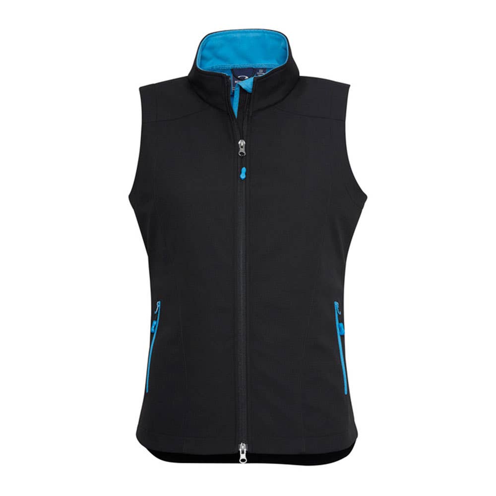Vest Softshell Womens Polyester Geneva Black/Cyan 2XL J404L Biz 40007847 J404L-BLK/CYN-2XL
