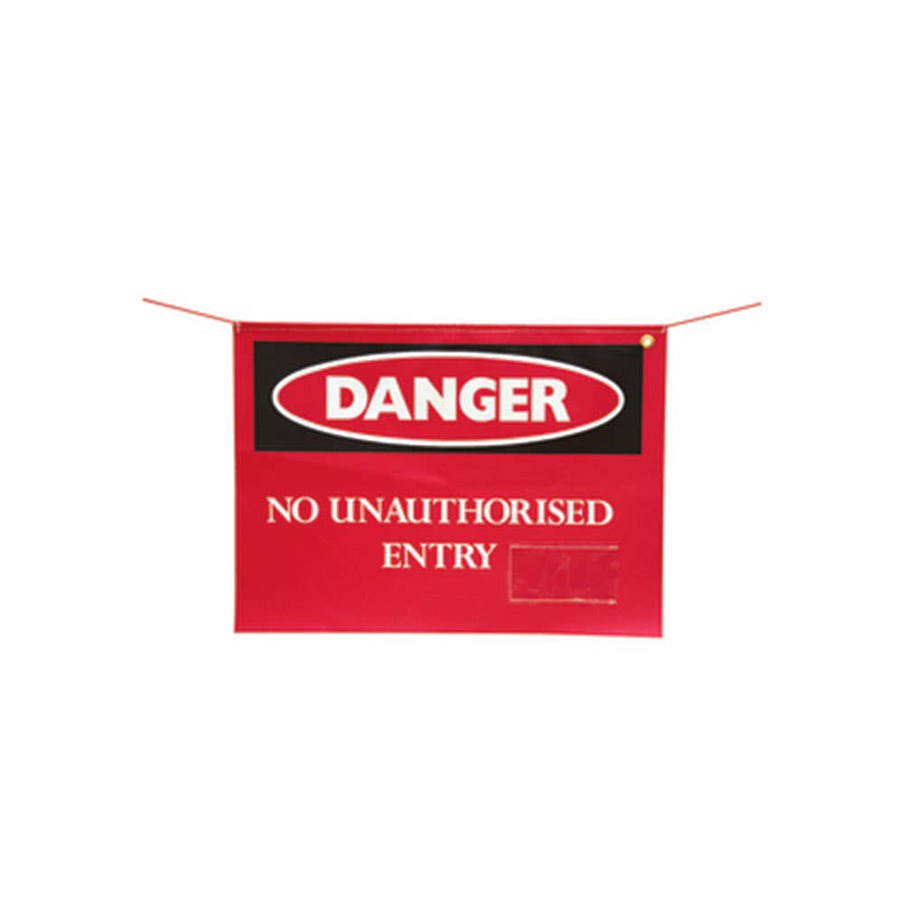 Flag DANGER NO UNAUTHORISED ENTRY 540 X 470mm PVC 40008404 CP640032ID