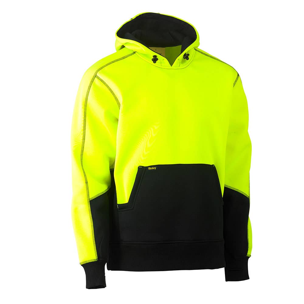 Hi-Vis Poly Fleece Hoodie Jumper 300gsm Yellow/Navy Medium 40004638 BK6619 TT04M NLA