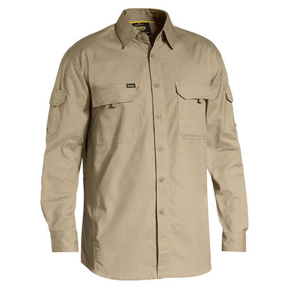 BS6414 X Airflow&trade; Cotton Ripstop Lightweight Shirt Outback Carbon Logo OBCBS6414