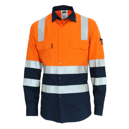 Shirt L/S Cotton Trill 155gsm Bio-Motion X Back CSR Tape Orange/Navy 2XL 40008956 3547-O/N-2XL