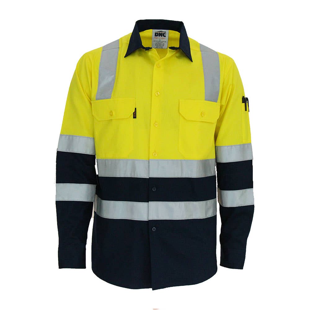 Shirt L/S Cotton Trill 155gsm Bio-motion X Back CSR Tape Yellow/Navy 2XL 311798 3547-Y/N-2XL