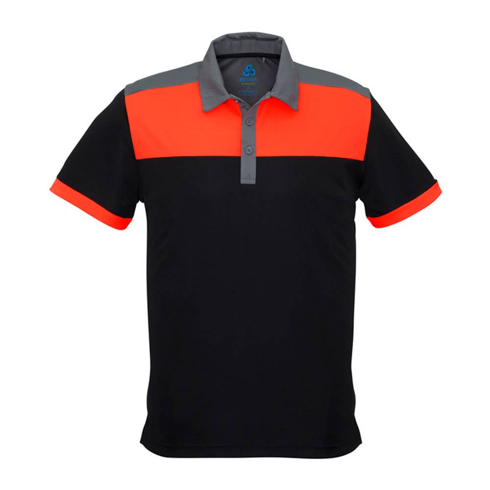 Shirt Polo S/S Poly Biz Cool Charger Black/Fluoro Orange/Grey 2XL Biz 261931 P500MS-BLK/ORA/GRY-2XL