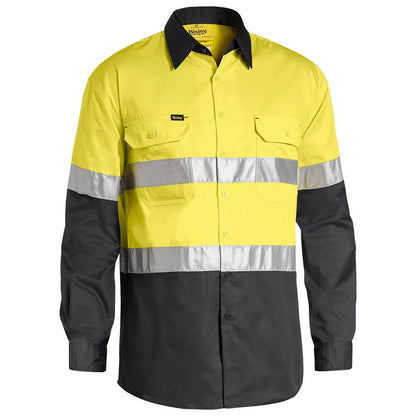 Shirt L/S Cotton Drill 155gsm Tape Hi Vis Yellow/Charcoal 3XL Bisley_305179_BS6696T_TT233XL