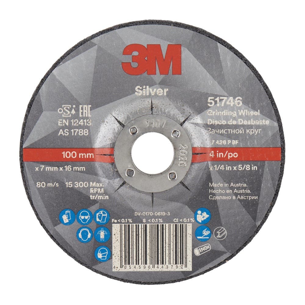 Silver Depressed Centre Grinding Wheel 100 x 7 x 22.23mm 36+_40009076_7100141123