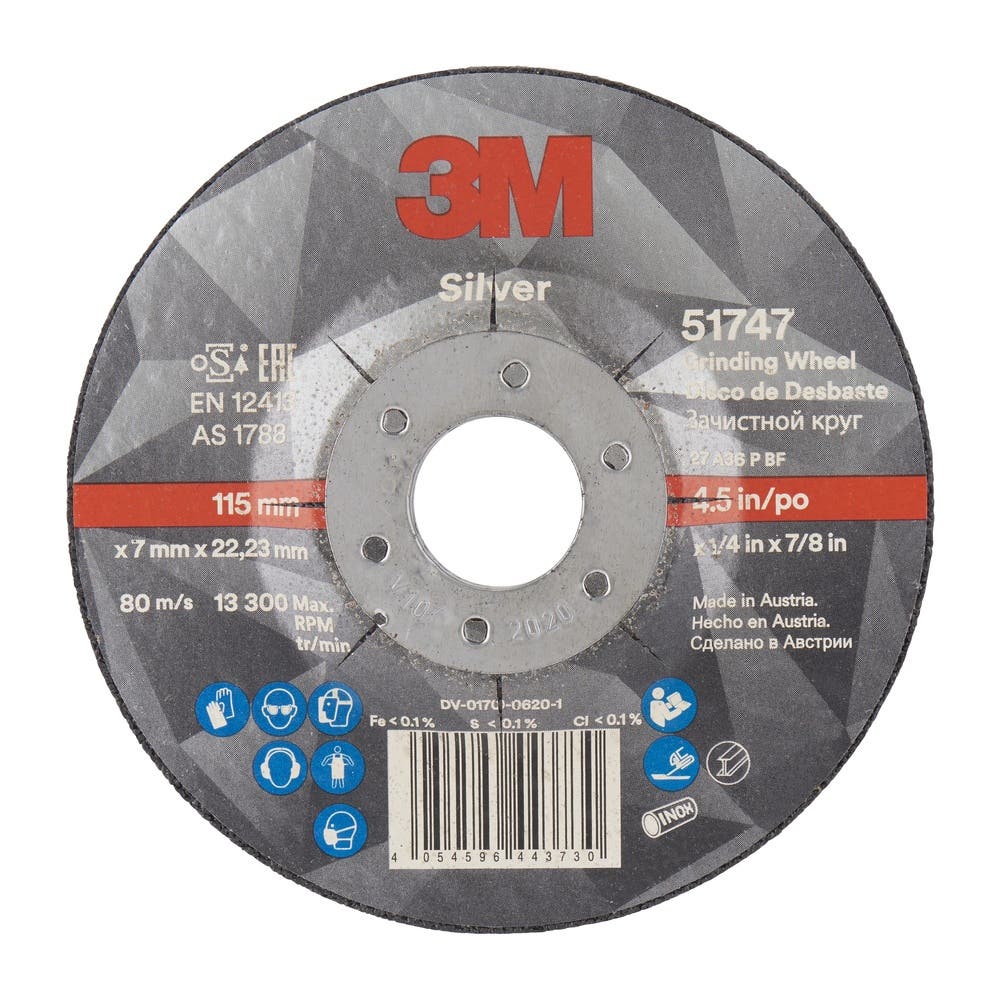 Silver Depressed Centre Grinding Wheel 115 x 7 x 22.23mm 36+_40009077_7100141083
