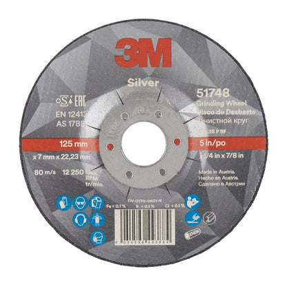 Silver Depressed Centre Grinding Wheel 125 x 7 x 22.23mm 36+_40009078_7100141086