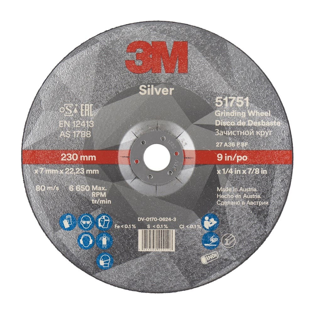 Silver Depressed Centre Grinding Wheel 230 x 7 x 22.23mm 36+_40009080_7100141099