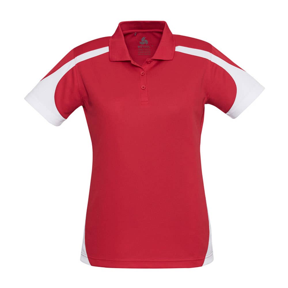 Shirt Polo Womens S/S Polyester Biz Cool Talon Red/White 10 40009837 P401LS-RED/WHT-10