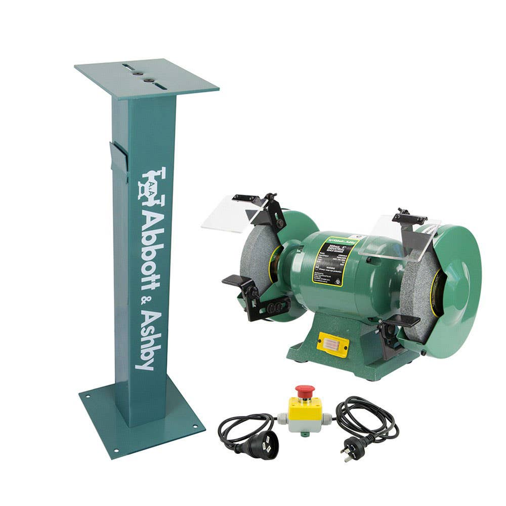 Bench Grinder Kit 8'' Industrial With Bonus Pedestal & Emergency Stop 40010241 806029