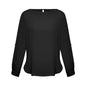 Blouse Womens L/S Poly Boatneck Madison Biz BAE Logo BAES828LL