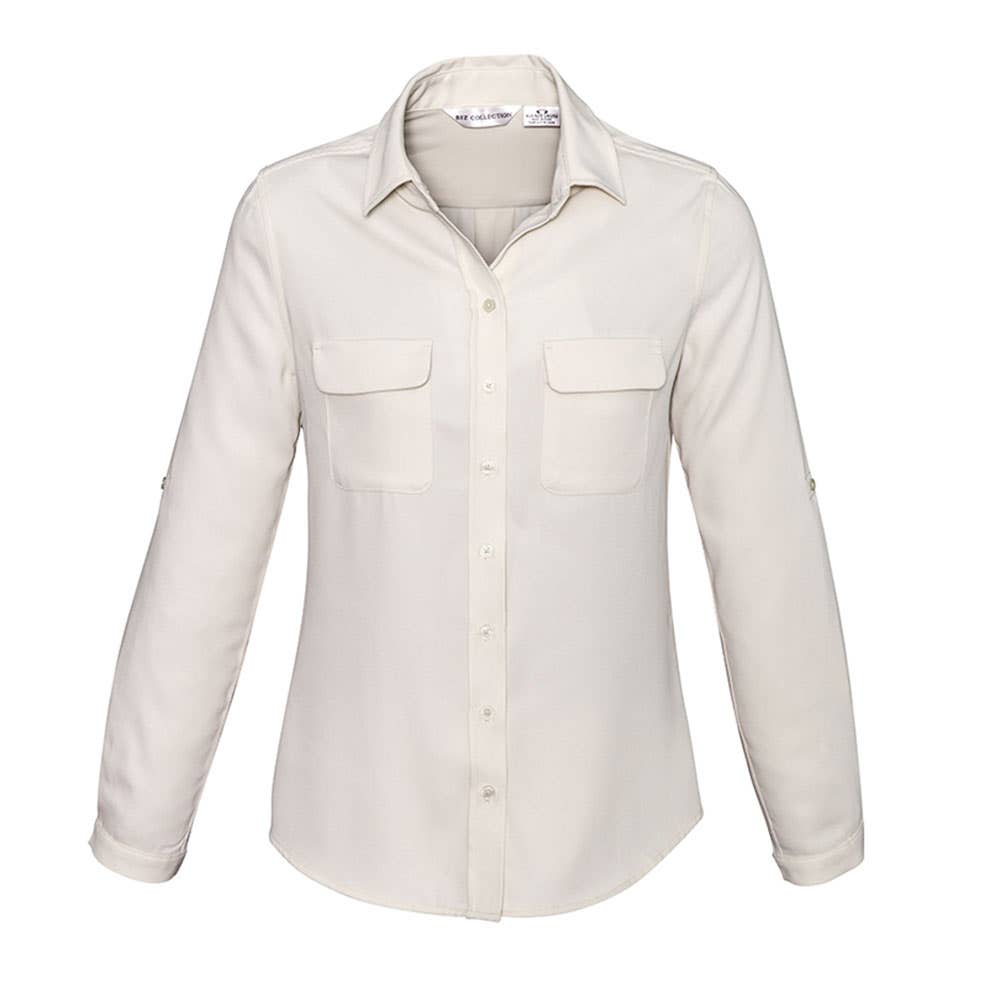 Shirt Blouse Womens L/S Stretch Poly Madison Ivory 10 Biz_40010581_S626LL-IVORY-10