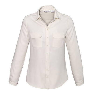 Shirt Blouse Womens L/S Stretch Poly Madison Ivory 10 Biz_40010581_S626LL-IVORY-10