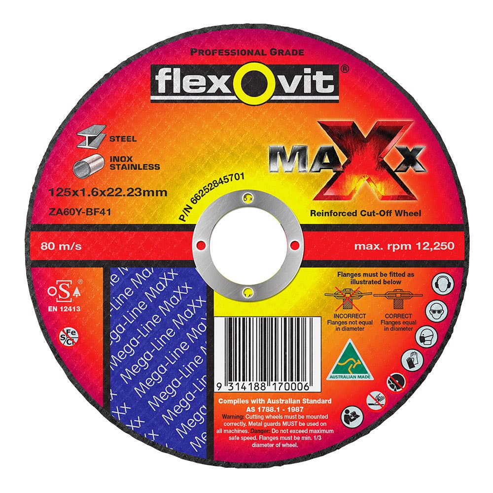 Cut Off Wheel Steel 125 x 1.6 x 22.23mm 12,250rpm Maxx 40010873 66252845701