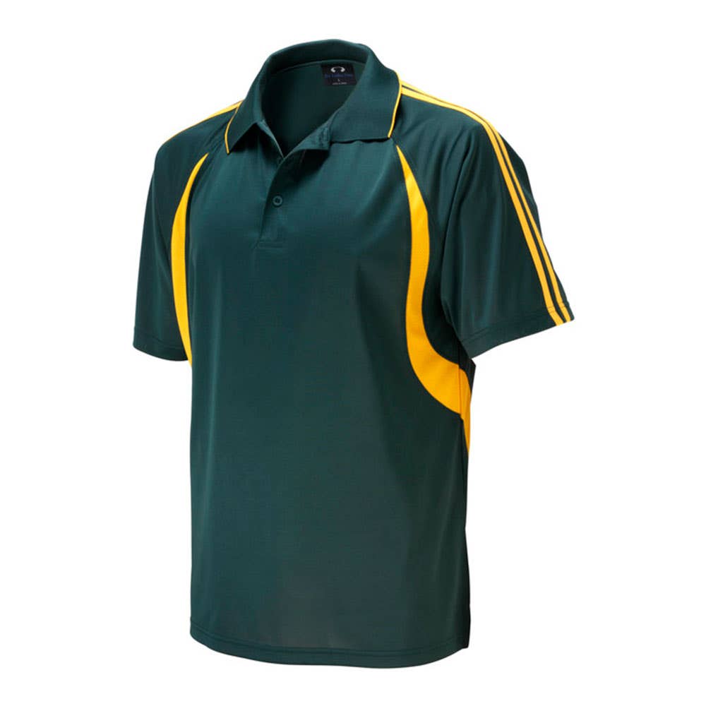 Shirt Polo Kids S/S Polyester Biz Cool Flash Forest/Gold 10 P3010B Biz 40011676 P3010B-FOR/GLD-10